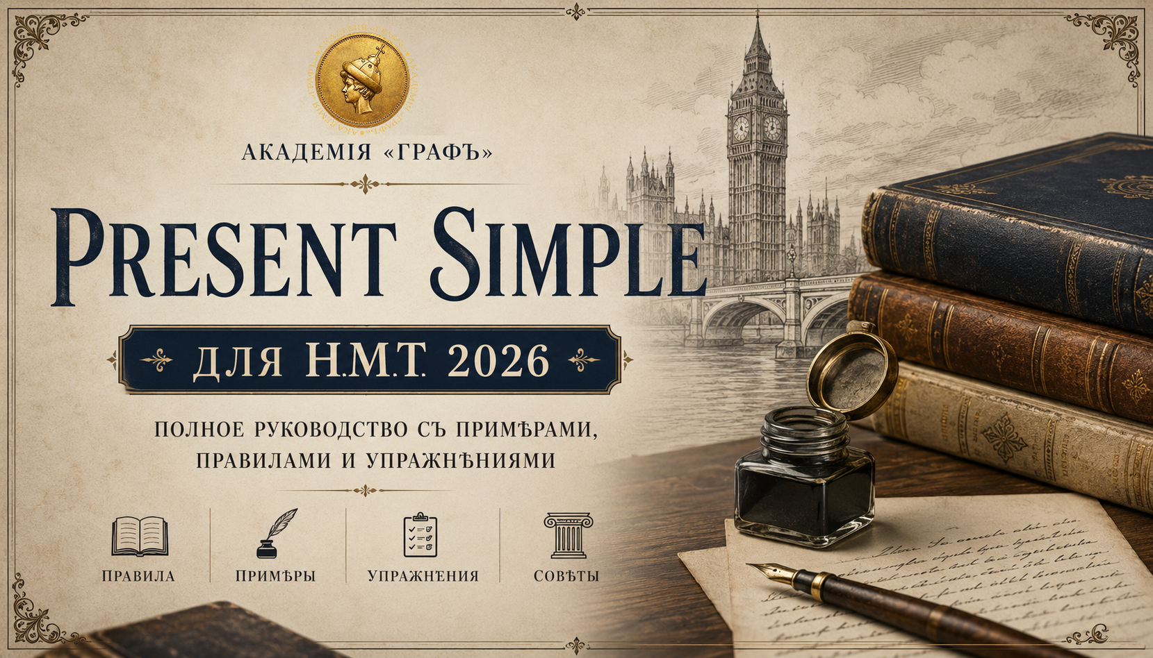 Present Simple для НМТ 2026 — полное руководство съ примѣрами, правилами и упражненiями